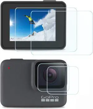 [4pcs] Werleo Screen Protector for GoPro Hero 7 White / GoPro Hero 7 Silver Ultra Clear Tempered Glass Screen Protector + Lens Protector Accessories