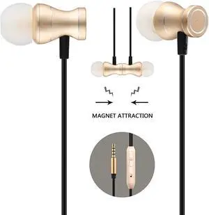 in-Ear Earbuds Headphones Werleo Magnetic Wired Earphones Stereo Bass Noise Cancelling Ear Buds Headsets with Microphone and Volume Control for All 3.5mm Jack Phones