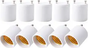 Werleo GU24 to E26 E27 Adapter 10-pack Heat Resistant Up to 200 Degree Fire Resistant Converts GU24 Pin Base Fixture to E26 E27 Standard Screw in Socket
