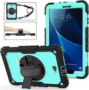 Galaxy Tab A 10.1 Case T580 T585 T587 Case Cover WERLEO [Full-Body] Drop Proof Case with 360 Rotating Stand [Hand Strap] [Screen Protector] Pencil Holder for Samsung Tab A 10.1 inch