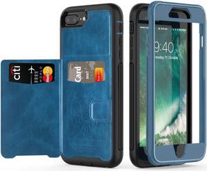 iPhone 6 7 8 Plus Case Werleo Full-Body Heavy Duty Protection Case with a Dual Layer Wallet designlot & Kickstand for iPhone 6 7 8 Plus 5.5 inch PC TPU and PU Leather 3 Layer Hybrid Case