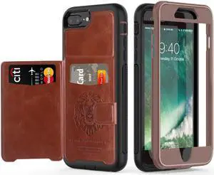 iPhone 6 7 8 Plus Case Werleo Full-Body Heavy Duty Protection Case with a Dual Layer Wallet designlot & Kickstand for iPhone 6 7 8 Plus 5.5 inch PC TPU and PU Leather 3 Layer Hybrid Case