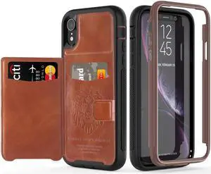 iPhone XR Case with Wallet Full-Body Military Grade Protection Case with a Dual Layer Wallet designlot & Kickstand for iPhone XR 2018 Release for Girl Women Men