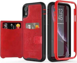 iPhone XR Case with Wallet Full-Body Military Grade Protection Case with a Dual Layer Wallet designlot & Kickstand for iPhone XR 2018 Release for Girl Women Men