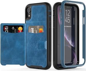 iPhone XR Case with Wallet Full-Body Military Grade Protection Case with a Dual Layer Wallet designlot & Kickstand for iPhone XR 2018 Release for Girl Women Men