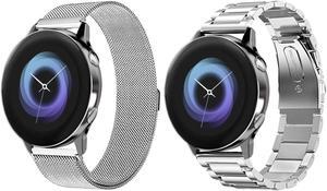 WERLEO Compatible Samsung Galaxy Watch Active (40mm) Bands Stainless Steel Band + Milanese Loop Replacement Band for Samsung Galaxy Watch Active SM-R500 Smart Watch