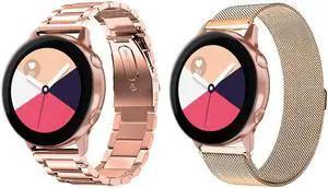 WERLEO Compatible Samsung Galaxy Watch Active (40mm) Bands Stainless Steel Band + Milanese Loop Replacement Band for Samsung Galaxy Watch Active SM-R500 Smart Watch