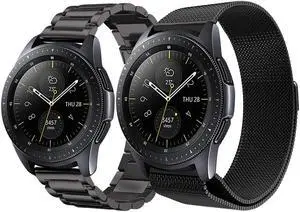 Werleo Compatible Galaxy Watch 42mm / Gear Sport Bands 20mm Stainless Steel Band + Milanese Loop Mesh Replacement Bracelet Metal Strap Compatible Galaxy Watch 42mm/Ticwatch E/Galaxy Watch Active 40mm