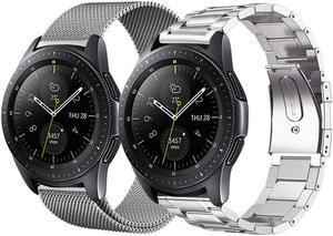 Werleo Compatible Galaxy Watch 42mm / Gear Sport Bands 20mm Stainless Steel Band + Milanese Loop Mesh Replacement Bracelet Metal Strap Compatible Galaxy Watch 42mm/Ticwatch E/Galaxy Watch Active 40mm