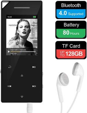 RUIZU Mp3 Player with Bluetooth Music Player with FM Radio Built-in Speaker Heavy Metal Touch Button 80hrs Playback 128GB Expandable Black