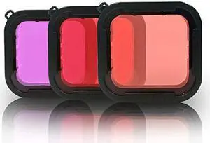WERLEO 3 Pack Dive Filter for GoPro Hero 5 6 7 Black Super Suit Dive Housing - Red,Light Red and Magenta Filter - Enhances Colors for Various Underwater Video and Photography Conditions
