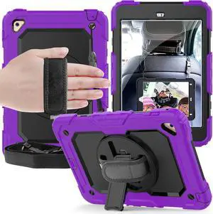 Werleo for iPad Mini4 Shockpoof Case Three Layer Drop Protection Rugged Protective Heavy Duty iPad Mini 4 Cover with 360 Degree Swivel Stand / Hand Strap and Shoulder Strap for iPad Mini 4 Case