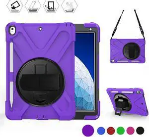 WERLEO iPad AIR 3rd Generation 10.5” 2019 Case iPad Pro 10.5 inch 2017 Case - Heavy Duty Shockproof Protective Case Cover with Pencil Holder Rotating Stand / Hand Strap Carrying Shoulder Strap