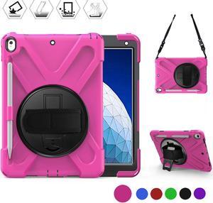WERLEO iPad AIR 3rd Generation 10.5” 2019 Case iPad Pro 10.5 inch 2017 Case - Heavy Duty Shockproof Protective Case Cover with Pencil Holder Rotating Stand / Hand Strap Carrying Shoulder Strap