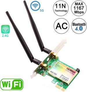 Wireless Network Card Werleo Wireless WiFi Dual Band Gigabit Adapter, 867Mbps 2.4Ghz-300Mbps/5Ghz-867Mbps with High-gain Antenna Bluetooth 4.0 PCI-E Wireless WiFi Network Adapter