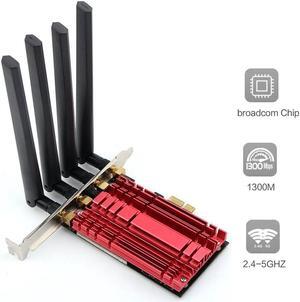 Dual Band Wireless AC1900 Wi-Fi Adapter 802.11AC Desktop WiFi Wireless Network Card PCI Express WLAN Card IEEE802.11a/b/g/n/ac Up to 1300Mbps (5.0GHz) + 600Mbps (2.4GHz) Wireless Data Rates