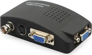 WERLEO CCTV Camera BNC S-Video VGA to VGA Converter Box PC to TV VGA Input to VGA Output Laptop Computer Monitor Converter Adapter for DVR DVD Player Support PAL NTS