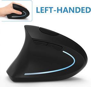 Left Handed Mouse Werleo Wireless 2.4G USB Left Hand Ergonomic Vertical Mouse Less Noise - Black