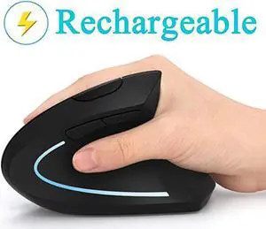 Ergonomic Mouse, Vertical Wireless Mouse - Rechargeable 2.4GHz Optical Vertical Mice : 3 Adjustable DPI 800/1200/1600 Levels 6 Buttons, for Laptop, PC, Computer, Desktop, Notebook etc