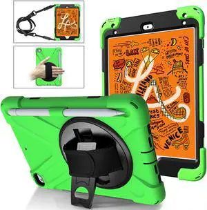 iPad Mini 5 Case 2019 iPad Mini 4 Case with Pencil Holder Shockproof 360 Degree Rotation Cover with Kickstand Hand Strap Shoulder Strip Protective Case for iPad Mini 5th iPad Mini 4th Generation