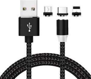 3 in 1 Universal Magnetic USB Charging Cable Lightning USB Type C Micro Cord Cable for iPhone Samsung HTC And More with LED Indicator