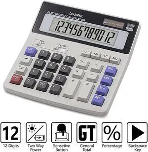 Calculator Basic Desktop Calculator Solar Battery Dual Power with 12-Digit Large LCD Display and Large Computer Keys Office Calculator by Werleo