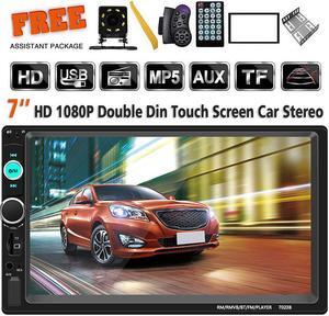 Double Din Car Stereo 7 Inch Touch Screen Headunit MP5 Player Receiver TF FM Radio Car Audio Bluetooth Support Backup Rear View Camera Steering Wheel Remote Control Mirror Link