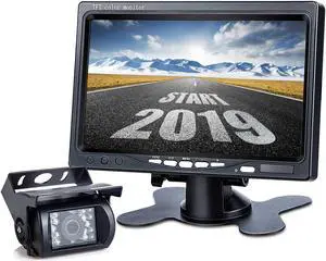 Upgrade Backup Camera Monitor Kit 1024X600 HD IP69 Waterproof Rearview Reversing Rear View Camera 7 inch LCD Reversing Monitor Truck Semi-Trailer Box Truck RV — HD Transmission Four-pin