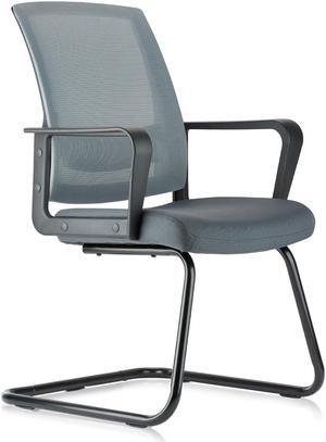 CLATINA Office Guest Chair with Lumbar Support and Mid Back Mesh Space Air Grid Series for Reception Conference Room Gray