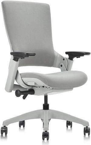 CLATINA Ergonomic High Swivel Executive Chair with Adjustable Height Head 3D Arm Rest Lumbar Support and Upholstered Back for Home Office Gray