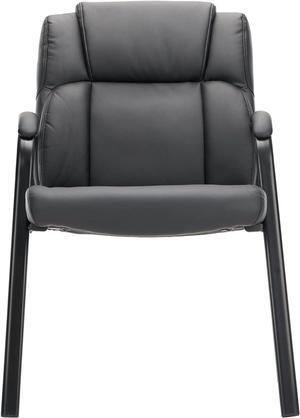CLATINA Leather Executive Desk Chair Side Reception Guest Chair with Padded Arm Rest for Office Meeting Conference and Waiting Room Black 1 Pack