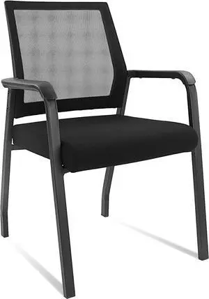 KLASIKA Desk Chair No Wheels, Arm Chair with Ergonomic Lumbar Support and Thickened Seats Cushion, Waiting Room Chairs for Office School Church Guest Reception, Black