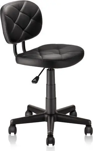 KLASIKA Round Rolling Stool with Adjustable Height and Pu Leather Backrest Swivel Stool Chair for Salon Tattoo Work Office Massage Black