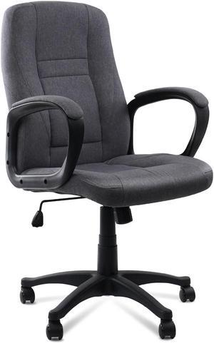 CLATINA Ergonomic Home Office Chair High Back Task Computer Desk Chair with Padded Armrests, Linen Fabric, Swivel Wheels, and Adjustable Height,Grey