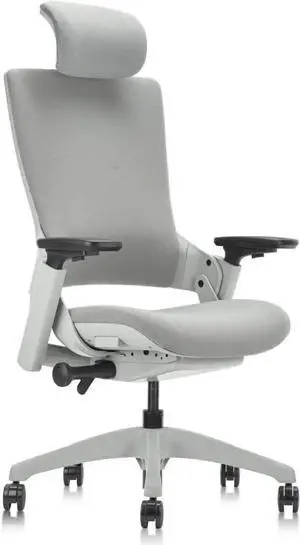 CLATINA Ergonomic High Swivel Executive Chair with Adjustable Height Head 3D Arm Rest Lumbar Support and Upholstered Back for Home Office Gray
