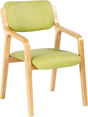 CLATINA Wooden Dining Chairs Set of 1, Mid Century Fabric Dining Room Chairs with Wood Legs,Accent Armchair for Living Room Bedroom Kitchen Guest Break Room(Green)