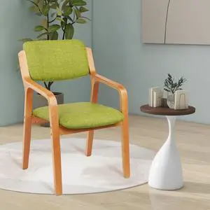 CLATINA Wooden Dining Chairs, Modern Fabric Upholstered Kitchen Side Chair, Ergonomic Padded Cushion Backrest Wood Accent Chair, Farmhouse Dinner Chair for Kitchen Dining Room, Green