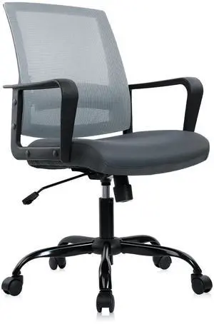 CLATINA Ergonomic Office Desk Chair - Mesh Office Chair with Adjustable Lumbar Support, Rolling Comfortable Computer Task Chairs with Arms for Home Conference-Gray