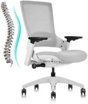 CLATINA Office Chair Swivel Executive Chair, Adjustable Ergonomic Computer Chair with 3D Armrest and Lumbar Support, Mesh Backrest Task Chair for Home Office Conference Room Grey