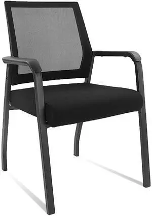 KLASIKA Desk Chair No Wheels, Arm Chair with Ergonomic Lumbar Support and Thickened Seats Cushion, Waiting Room Chairs for Office School Church Guest Reception, Black