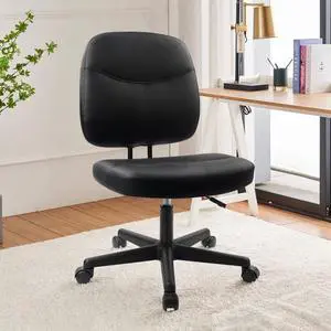 CLATINA Armless Home Office Chair, Small PU Leather Ergonomic Low Back Desk Chair with Lumbar Support and Wheels, Adjustable Height 360° Swivel Rolling Computer Task Chair, Black CLATINA Armless Home Office Chair, Small PU Leather Ergonomic Low Back Desk Chair with Lumbar Support and Wheels, Adjustable Height 360° Swivel Rolling Computer Task Chair, Black