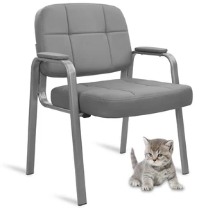 CLATINA Big & Tall 500 lbs Waiting Room Guest Chair, Leather Office Reception Chair No Wheels with Padded Arms for Elderly Home Desk Conference Room Lobby Side Salon Clinic, Grey CLATINA Big & Tall 500 lbs Waiting Room Guest Chair, Leather Office Reception Chair No Wheels with Padded Arms for Elderly Home Desk Conference Room Lobby Side Salon Clinic, Grey