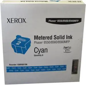 Xerox Phaser 8500, 8550, 8560MFP Cyan Solid Ink, 6/box (108R706)