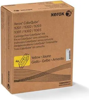 Xerox ColorQube 9201, 9202, 9203, 9301, 9302, 9303 Standard Yield, Yellow Solid Ink (4 Sticks) (108R831)