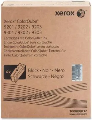 Xerox ColorQube 9201, 9202, 9203, 9301, 9302, 9303 Standard Yield, Black Solid Inks (4 Sticks) (108R832)