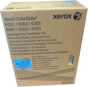 Xerox ColorQube 9201, 9202, 9203, 9301, 9302 9303 Cyan Solid Ink, Box of 4 (108R833)