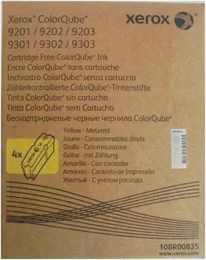 Xerox ColorQube 9201, 9202, 9203, 9301, 9302, 9303 Yellow Solid Ink, 4 Sticks (108R835)