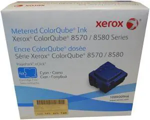 Xerox Phaser 8570, 8580 Metered Cyan Solid Ink, 4 Pack 108R946