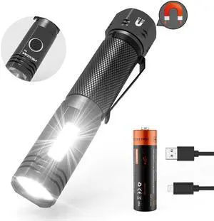 NICRON LED Flashlight N6 dual-bulb 1000lm spotlight & 250lm COB Floodlight multifunctional Worklamp IP67 Waterproof 154m beam distance 18 650 Magnet Torch light N6