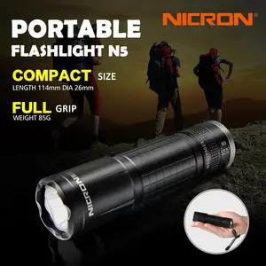 NICRON 3W LED flashlight N5 waterproof IP65 200LM brightness beam distance 175m 3pcs AAA battery mini flashlight for outdoor household maintenance N5